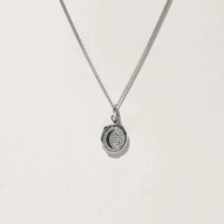 Moon Seal Necklace 20 Moon Seal Necklace -STILNEST Jewelry Sales 0006 MoonSeal Kette 4 Curb Silver