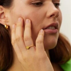 Engravable Fluid Signet Ring | 14k Gold - Glossy 8 Engravable Fluid Signet Ring | 14k Gold - Glossy -STILNEST Jewelry Sales 0007 Worn September6232 1a868975 95c4 40a9 8fba 2e12d23f4358