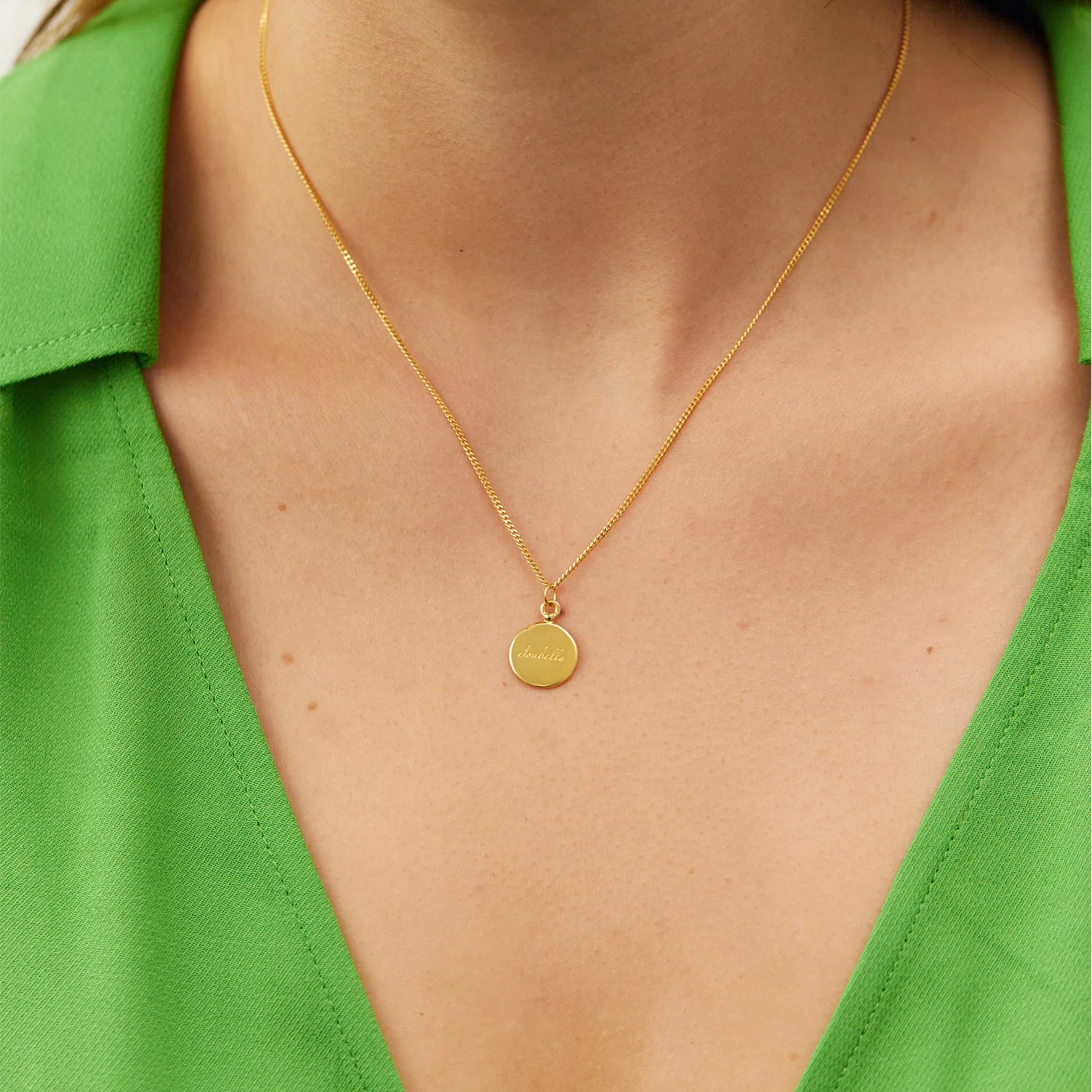 Engravable Fluid Medallion Necklace - Glossy 2 Engravable Fluid Medallion Necklace - Glossy - Image 2