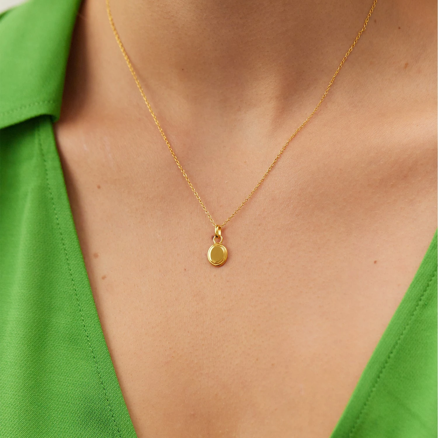 Engravable Emblem Necklace | 14k Gold 3 Engravable Emblem Necklace | 14k Gold - Image 3
