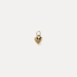 Pink Tourmaline Heart Pendant | 14k Gold