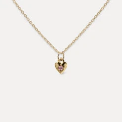 Pink Turmaline Heart Necklace | 14k Gold