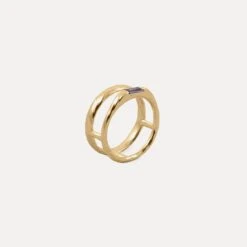 Iolith Baguette Double Ring | 14k Gold