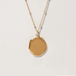 Engravable Large Seal Necklace -STILNEST Jewelry Sales 1500x1500 cropped 0005s 0000 Floral Sun Large Seal Kette 6 Satelite 24CT