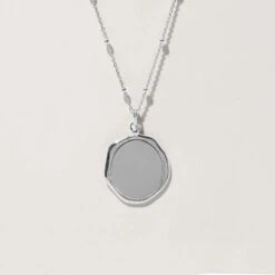 Engravable Large Seal Necklace -STILNEST Jewelry Sales 1500x1500 cropped 0005s 0000 Floral Sun Large Seal Kette 6 Satelite Silver