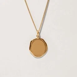 Engravable Large Seal Necklace -STILNEST Jewelry Sales 1500x1500 cropped 0005s 0001 Floral Sun Large Seal Kette 5 Curb 24CT