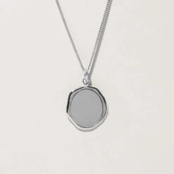 Engravable Large Seal Necklace -STILNEST Jewelry Sales 1500x1500 cropped 0005s 0001 Floral Sun Large Seal Kette 5 Curb Silver