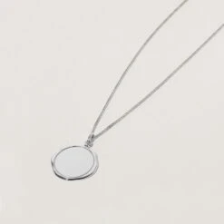 Engravable Large Seal Necklace -STILNEST Jewelry Sales 1500x1500 cropped 0005s 0004 Floral Sun Large Seal Kette 2 Curb Silver