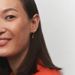 Mini Initial Hoop Earrings Small | 14k Gold -STILNEST Jewelry Sales 15mm Mini Initial Hoops Letter A 02 994db631 a30f 443f af71 b0d2b1b8c4bf