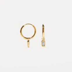 White Crystals Unique Hoop Earrings