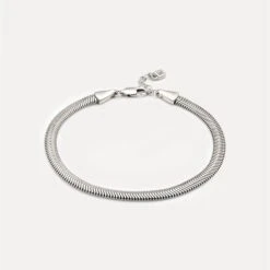 Herringbone Chain Bracelet -STILNEST Jewelry Sales 2048 HerringboneChainBracelet RhodiumVermeil 1