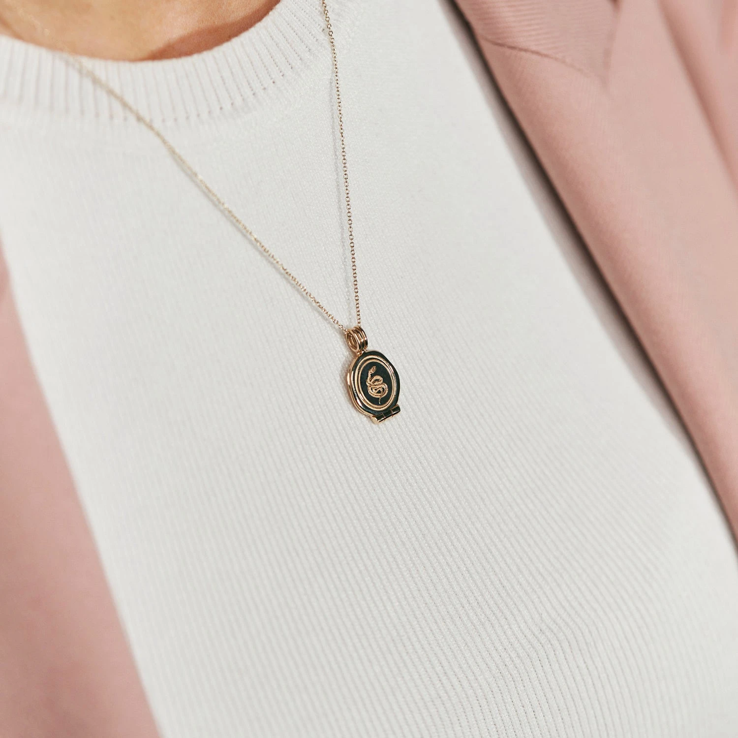 Snake Seal Locket Necklace | 14k Gold 2 Snake Seal Locket Necklace | 14k Gold - Image 2