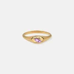 Amethyst Navette Platform Signet Ring 7 Amethyst Navette Platform Signet Ring -STILNEST Jewelry Sales Amethyst Navette Platform Ring2 Vermil