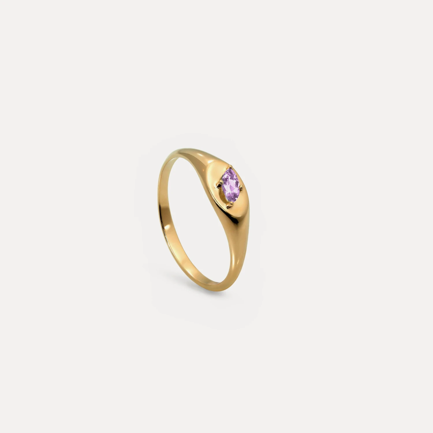 Amethyst Navette Platform Signet Ring 1 Amethyst Navette Platform Signet Ring