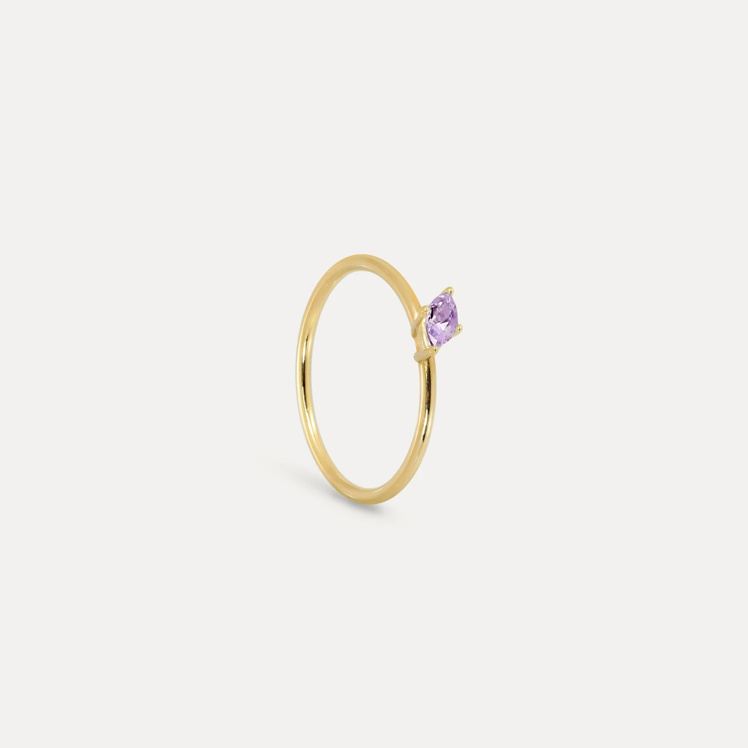 Amethyst Navette Solitaire Ring | 14k Gold 1 Amethyst Navette Solitaire Ring | 14k Gold