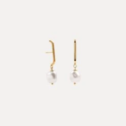 Pearl Baroque High Bar Drop Earrings
