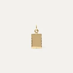 Engravable Biscuit Tag Pendant Square | 14k Gold