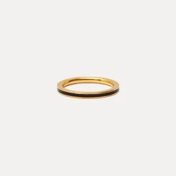 Black Enamel Thin Ring -STILNEST Jewelry Sales Black Enamel Thin Ring 24k