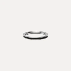 Black Enamel Thin Ring -STILNEST Jewelry Sales Black Enamel Thin Ring Silver