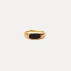 Black Enamel Bombé Bold Ring 9 Black Enamel Bombé Bold Ring -STILNEST Jewelry Sales Bold Color Black Enamel Ring 02 24k