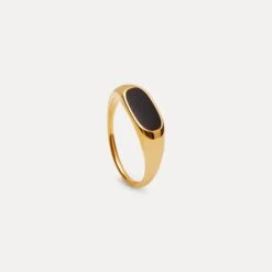 Black Enamel Bombé Bold Ring