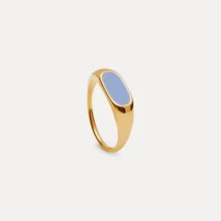 Pale Blue Enamel Bombé Bold Ring