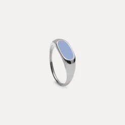 Pale Blue Enamel Bombé Bold Ring -STILNEST Jewelry Sales Bold Color Pallid Blue Enamel Ring Silvercopiar
