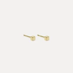 Cube Stud Earrings | 14k Gold