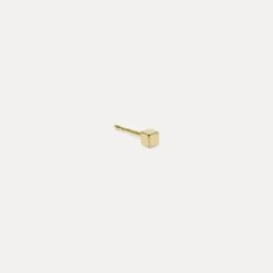 Cube Stud Earrings - Single | 14k Gold