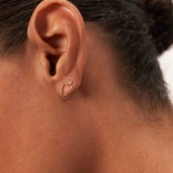 Diamond Double Huggies | 14k Gold