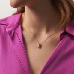 Engravable Folio Tag Necklace -STILNEST Jewelry Sales EdgeTagPendant Necklace AnchorChain