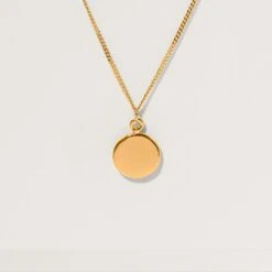 Engravable Fluid Medallion Necklace - Glossy 23 Engravable Fluid Medallion Necklace - Glossy -STILNEST Jewelry Sales Engravable Fluid Medallion Necklace Curb Chain 01 24 CT