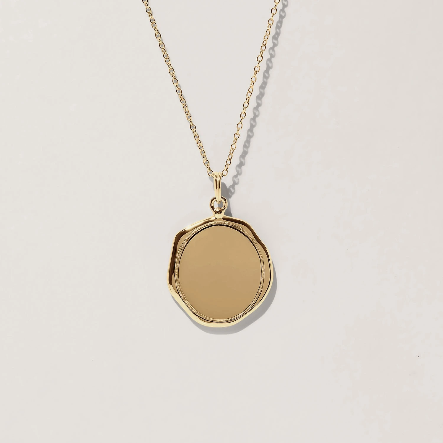 Engravable Large Seal Necklace | 14k Gold 1 Engravable Large Seal Necklace | 14k Gold
