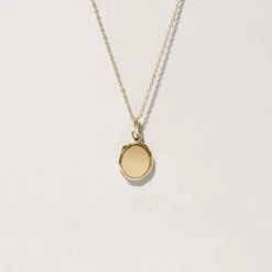 Engravable Seal Necklace | 14k Gold