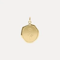 Floral Large Seal Pendant | 14k Gold