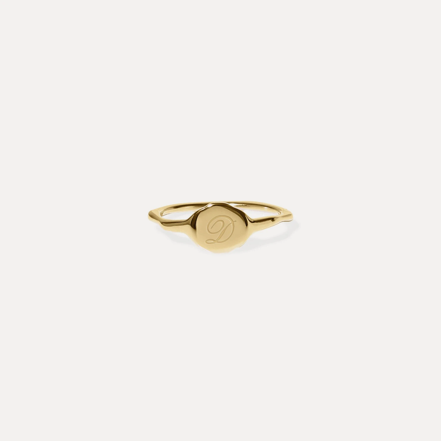 Engravable Fluid Signet Ring | 14k Gold - Glossy 1 Engravable Fluid Signet Ring | 14k Gold - Glossy