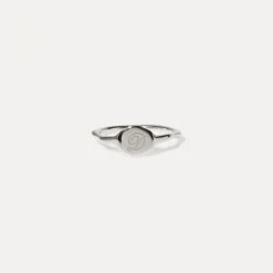 Engravable Fluid Signet Ring - Glossy -STILNEST Jewelry Sales Engravable D Fluid Letter Ring 02 Silver