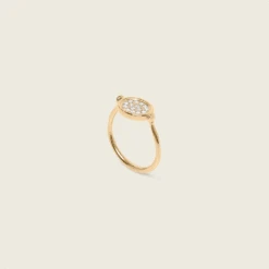 White Sapphire Flip Pavé Ring | 14k Gold