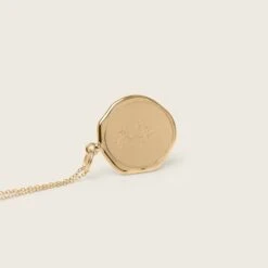 Floral Large Seal Necklace | 14k Gold