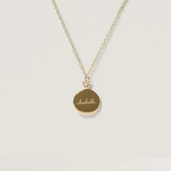 Engravable Fluid Medallion Necklace | 14k Gold - Glossy