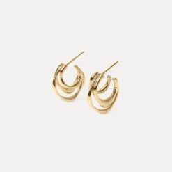 Fluid Triple Hoop Earrings | 14k Gold