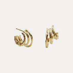 Flux Triple Hoop Earrings | 14k Gold