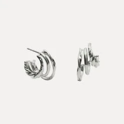 Flux Triple Hoop Earrings -STILNEST Jewelry Sales FluxTripple 2 Silver