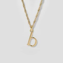 Initial With Singapore Chain | 14k Gold -STILNEST Jewelry Sales Initials Necklace B singapore 13 14K 1500x1500 09731502 f37d 412b 9b51 d2dcf436a67b