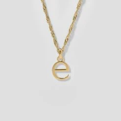 Initial With Singapore Chain | 14k Gold -STILNEST Jewelry Sales Initials Necklace E singapore 13 14K 1500x1500 10834d7d ad6c 4f10 9ea5 0970670ee108