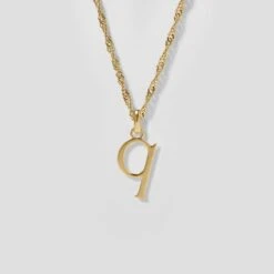 Initial With Singapore Chain | 14k Gold -STILNEST Jewelry Sales Initials Necklace Q singapore 13 14K 1500x1500 f1315b15 5348 473b 85bf db66a8080cac