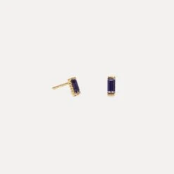 Iolith Baguette Textured Stud Earrings | 14k Gold -STILNEST Jewelry Sales Iolith Baguette Studs pair 02 14k