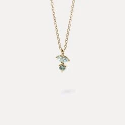Aquamarine & Green Sapphire Joy Necklace | 14k Gold