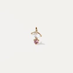 Moonstone & Pink Tourmaline Joy Pendant| 14k Gold