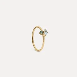 Aquamarine & Green Sapphire Joy Solitaire Ring -STILNEST Jewelry Sales Joy Ring Aquamarine Green Sapphire 02 24k V2